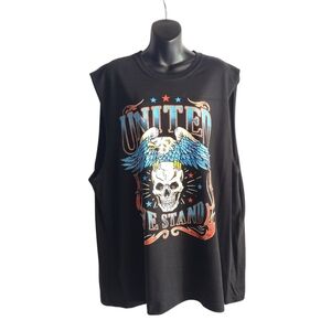 Celebrate Patriotic Motorcycle Shirt  Men's Black Sleeveless Eagle Skull Sz 2XL